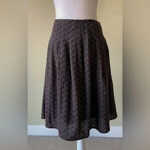 Calvin Klein Casual Brown Damask Knee High Flare Skirt EUC Size 4